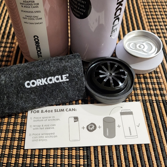 Corkcicle Slim Arctican Cotton Candy Pink Stainless Steel Can with Adapter NWT - Picture 6 of 6